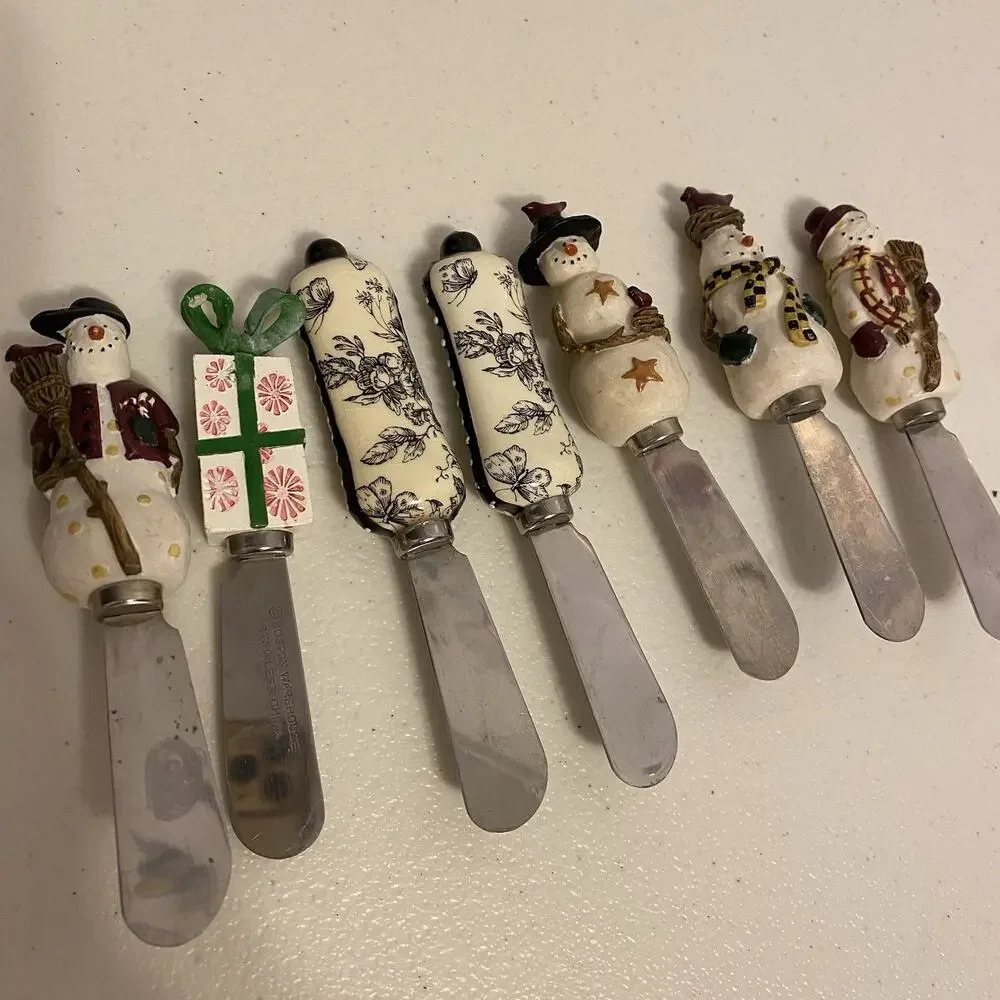 VTG Holiday Christmas Spreaders Set of 7 Cheese/Butter Spreader Stainless Steel